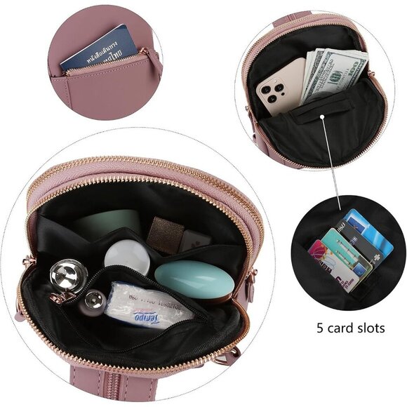 Women Leather Crossbody Bag Convertible Sling Mini Backpack Travel